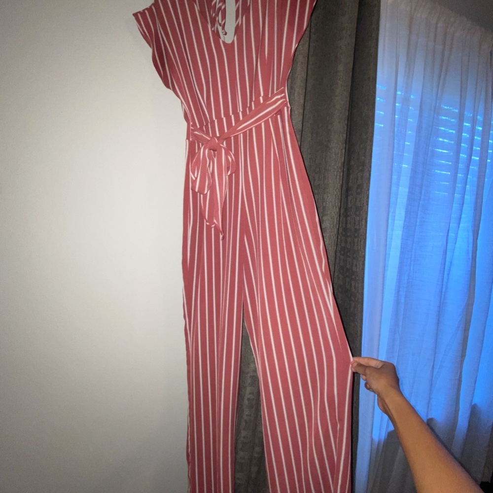 Crystal Sky pink with white Jumpsuit
